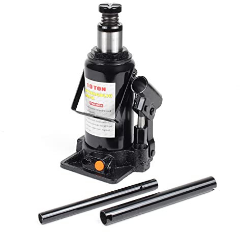 WilTec Cric Bouteille hydraulique 10T Vérin de Levage avec Fonction Descente Lente, 205-390 mm