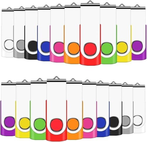 EASTBULL 512MB Memory Stick 50 Pack USB 2.0 Flash Drives Bulk USB Sticks Swivel Thumb Drive Pen Drive (512MB 10-Multicolor)