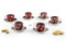 Excelsa 64807 Mandala Red Set aus 6 Kaffeetassen mit Untertassen, Porzellan