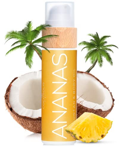 COCOSOLIS ANANAS Acceleratore d'abbronzatura biologico - Olio d'abbronzatura biologico con vitamina E e profumo di ananas per un'abbronzatura rapida, intensa e ricca di cioccolato (110 ml)