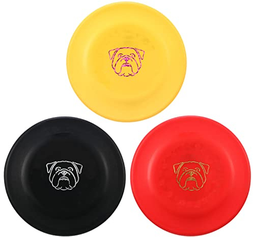 XIGOU Dog Flying Disc, 3 Pcs Competition Dog Flyer Toy, Soft Indestructible Rubber Lightweight Flying Discs Toy for Dogs - Floats On Water, Gentle On Teeth and Gums