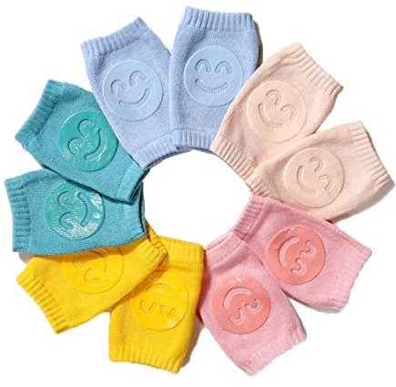 Little World Baby Knieschoner zum Krabbeln, 5 Paar Knieschoner Baby Krabbeln Mädchen Junge mit Anti-Rutsch-Noppen für Sicheren Halt Knieschützer Kinder Krabbelhilfe für 0-24 Monate Mädchen und Jungen