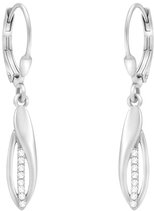 SOFIA MILANI - Damen Ohrringe 925 Silber - mit Zirkonia Steinen - Oval Ohrhänger - E2164