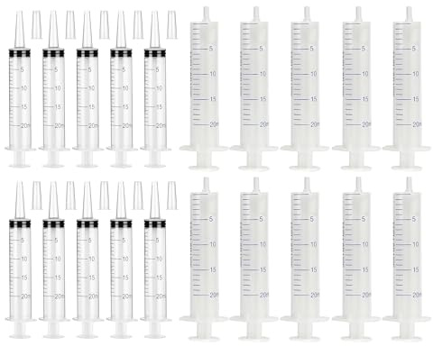HUAZIZ 20 Pièces 20ml Seringue Stériles(Sans Aiguille) avec Casquettes, Jetables en Plastique Seringue pour Nourrir Petit Animal avec des Aliments ou des Médicaments
