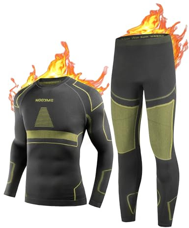 NOOYME Sous-Vêtement Thermique Homme Fonctionnel Tenant Chaud Respirant Élastique Ensemble de Ski pour Automne Hiver