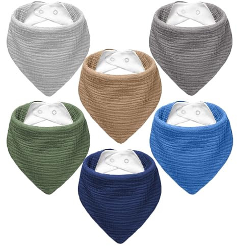 NISXABEBE Lätzchen Baby Dreieckstuch Musselin Halstuch Babies für Junge und Mädchen,Sabberlätzchen Baby Verstellbare 6 Stück