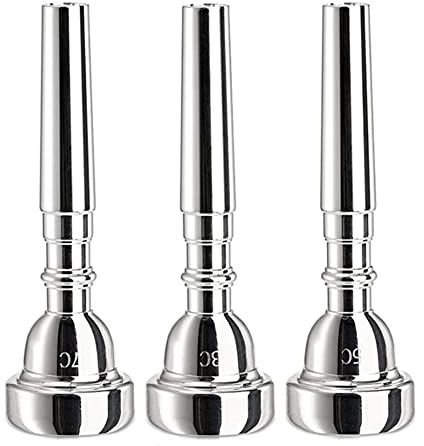 Knadgbft 3 Pack Trumpet Mouthpiece, 7C 5C 3C Silver Plated Mouthpiece for Beginners, Professional Players