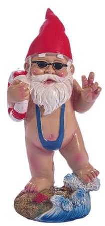 Funny Nude Garden Gnome with Mankini and Life Outdoor Sculpture Resin Figure for Home Yard Decoration