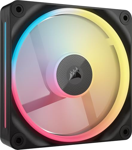 CORSAIR iCUE Link LX120-R RGB 120mm PWM Reverse Fan – Single Fan – Low-Noise, Magnetic Dome Bearing, Dual Light Loops, CORSAIR QuikTurn Screws, Zero RPM Mode – Black