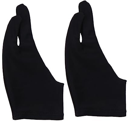 Healeved 2stücke Zwei-finger-malhandschuhe Schwarz Künstler-zeichenhandschuhe Aus Spandex Gebogene Skizzenhandschuhe Für Tablet-oberfläche Schweißhemmend Und Strapazierfähig