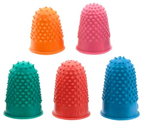 Cretty-Meet 5 PCS Rubber Thimbles for Finger Tips Protection, Small Finger Paper Grip Finger Cover Protector Pad Thimble for Paperwork Money Counting Cutting Knitting Sewing Crafts