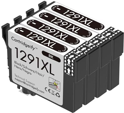 Cartridgeify 4X T1291XL Schwarz Druckerpatronen Kompatibel mit Epson T1291 T129 XL Patronen Multipack, für Workforce WF-3520 WF-3540, Stylus SX235W SX425W SX445W SX535WD Stylus Office SX435W BX635FWD
