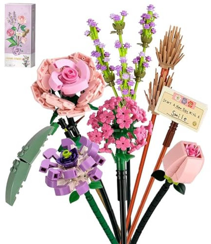 Wealrotn Brick Rose Bouquet Building Kit Construction Flowers Set for Home Decorations, Gift for Adults,Children, Men,Women