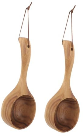 ULTECHNOVO 2pezzi Mestolo per in Legno Manico per Sauna e Doccia per Raccolta e Lavaggio e Facile da Pulire