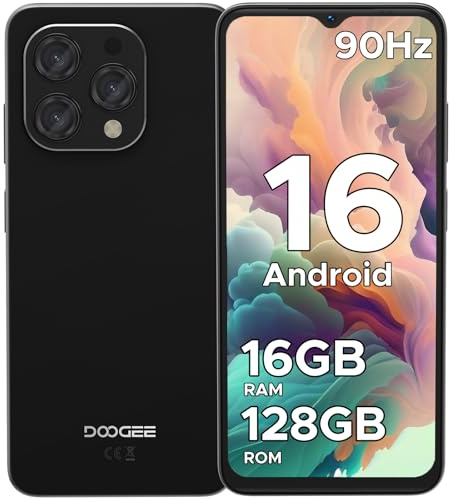 DOOGEE N55 Android 16 Smartphone Ohne Vertrag 128GB ROM +16GB RAM(2TB TF) Handy Ohne Vertrag, Octa Core 90Hz 6.56 HD+ Smartphone Günstig 5150mAh 13MP+8MP, Dual 4G Simlockfreie Handys, Face ID/GPS/OTG
