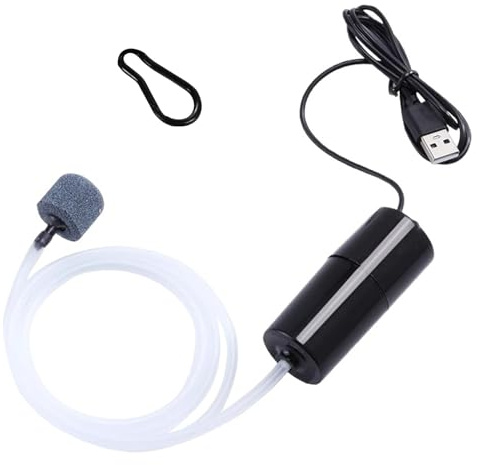 Mini Aquarium USB Air Pump, Portable Oxygen Bubbler with Air Stone for Fish Tank, 1W Ultra Silent Aerator