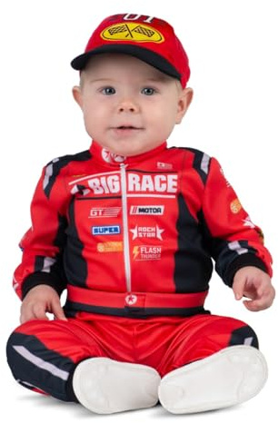 My Other Me - Costume unisex da pilota rosso per bambino con berretto e tuta taglia 7-12 mesi. Perfetto per spendere tenerezza e stile in qualsiasi festa in costume