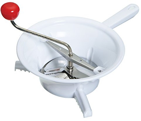 KitchenCraft Rotierende Gemüsemühle, manuelle Küchenmaschine mit 3 Edelstahl-Raspelklingen und drehbarem Griff, 1 Stück