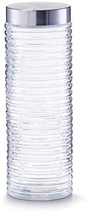 Zeller Vorratsglas gerillt, 2000 ml, Edelstahldeckel, Ø10,5 x 29,5 cm