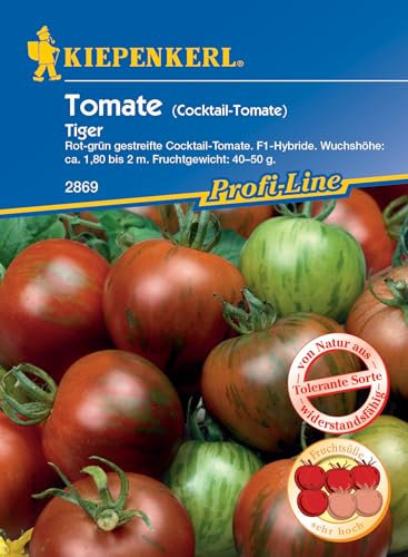 Kiepenkerl Profi-Line Cocktail-Tomatensamen Tiger, F1 2869 – Resistente Sorte - Fruchtgewicht 40-50 g - Samen Gemüse, Gemüsesamen, Gemüsepflanzen, Saatgut