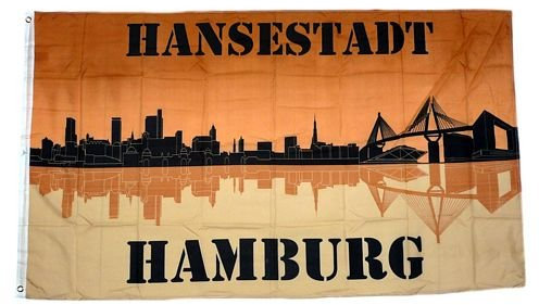 Fahne/Flagge Hansestadt Hamburg Silhouette 90 x 150 cm