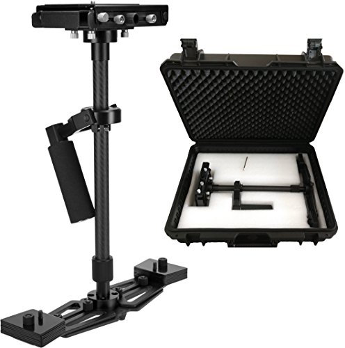 Trípode para Cámaras hasta 4 kg con millimetergenauer Fein Ajuste de Fibra de Carbono/Aluminio con Outdoor Case/Maletín Rígido Estabilizador steadycam