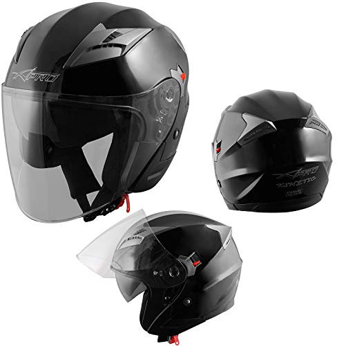 Motorradhelm Helm Sturzhelm Jethelm Roller Innensonnenblende Visier Schwarz XL