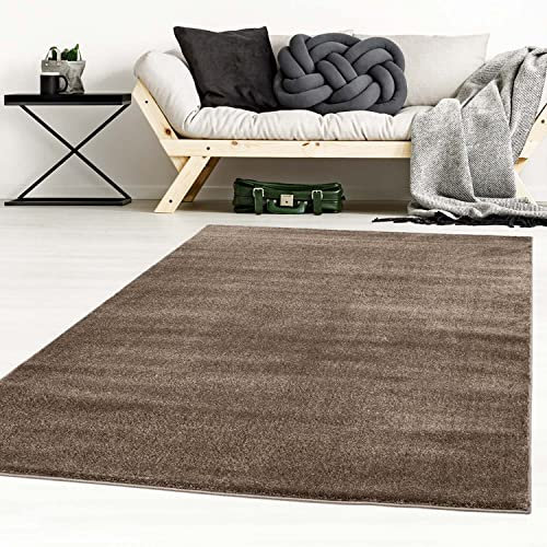 Taracarpet Designer-Teppich Galant Flauschige Flachflor Teppiche fürs Wohnzimmer, Esszimmer, Schlafzimmer oder Kinderzimmer weich und Schadstoffgeprüft braun 080x150 cm