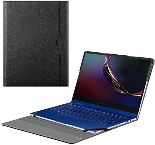 Fintie Hülle für 13.3 Zoll Samsung Galaxy Book 3 360/Galaxy Book 2 Pro- Premium Folio Schutzhülle mit Dokumentschlitze, Schwarz