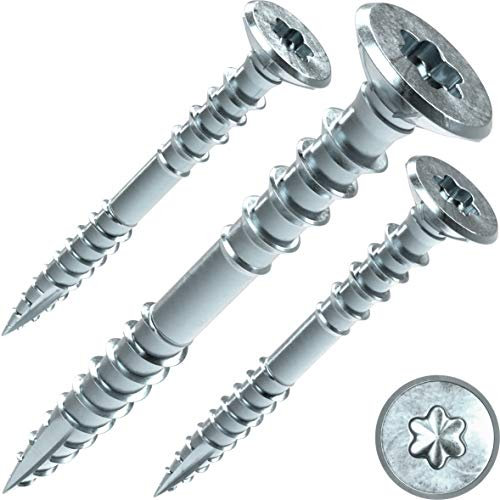 INNONEXXT prima Tornillos Para Madera | 6,0x60mm 100 Pcs. T30 | tornillos madera, Tornillos multiuso, Tornillo universal, cabeza Torx, galvanizado azul, acero, costillas de fresado