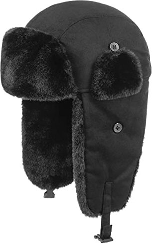 Seeberger Finola Pilotmössa Damer - lapeer vintermössa med öronklaffar, foder höst-vinter Vinter - M (56-57 cm) svart