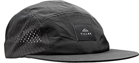 Tillak Wallowa Trail Hat, a Lightweight Nylon and Stretch Mesh 5 Panel Cap (Black)