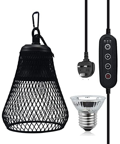 QIODAZOO UVA UVB Tortoise Heat Lamp, Heat Bulb 50W for Reptiles Turtle Chicks Snakes, Temperature Diming Timed Adjustable Terrarium Heat Lamps Holder