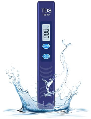 TDS Meter, Electronic Water Tester with 0-9990 PPM Measurement Range, Hand Held Digital Water Test Pen for Farming, Aquariums, Pools, Household Drinking Water (Blue)