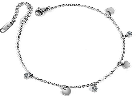 Kim Johanson Edelstahl Damen Fußkettchen *Fenja* in Silber | Fußkette mit Zirkonia Steinchen | Fußschmuck Rostfrei & Wasserfest | Fußband | Boho Schmuck für Frauen | Verstellbar inkl. Schmuckbeutel