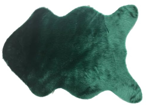 Treer Piel de Cordero Oveja/Alfombra de Imitación de Piel de Cordero,Imitación Mullida Alfombras Imitación Piel Sintética Decorativa,para Salón Dormitorio Sofá Silla Cojín (75 * 106cm,Verde Oscuro)