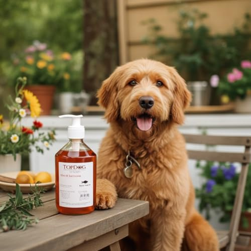 Olio di Salmone per Cani TOPDOG® – Alimento Complementare con Dosatore 500 ml