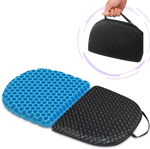 Small Foldable Seat Cushion 14x9.6x0.9 Inches, Portable Gel Seat Cushion | Compact & Supportive, Tiny for Stools, Stadium Seats & Outdoor Use (NOT FOR OFFICE CHAIRS) Easy to Carry Around