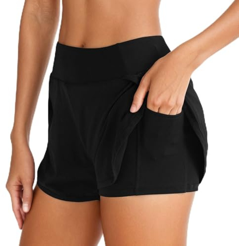 Neteson Short de Sport Femme Été Short de Course 2 en 1 Pantalon Court