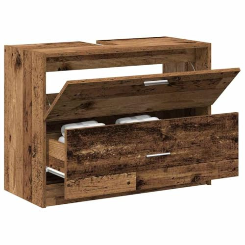 vidaXL Badrumsskåp Gammalt trä 78 x 37 x 59 cm Konstruerat trä