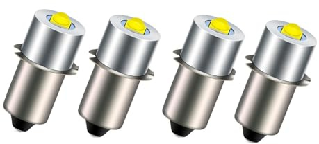 P13.5S LED-Ersatzbirne for Taschenlampen, 3 W, 6–24 V DC, 200 lm, kompatibel mit Maglite/Ledlenser, hohe Energieeffizienz(Cold white 6000K,4pcs)