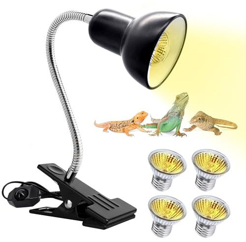 PORFOYO UV-sköldpadd: Kycklingvärmelampa, terrariumvärmelampor, sköldpaddsvärmelampor med vridbar metallklämma för ödla sköldpaddor (2 stycken 25 W, 2 stycken 50 W)