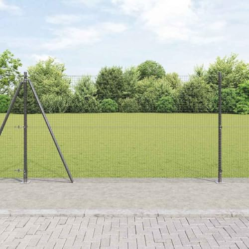 Recinzione a bastoncini, recinzione con palo grigio 1,2 x 25 m in acciaio per giardino, recinzione di sicurezza
