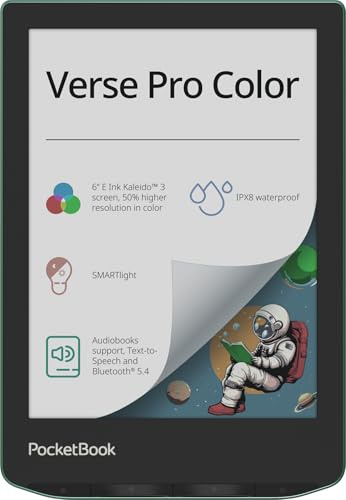 Pocketbook Lector de Libros electrónicos 'Verse Pro Color' (versión Alemana) 16 GB de Memoria, IPX8, Bluetooth, Pantalla de 15,2 cm (6 Pulgadas), Tinta electrónica Kaleido 3 - Sage Glow
