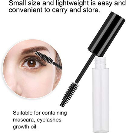 Jelquix 10 Ml Tom Mascara Tube Set med ögonfransstav, Hållbar och Miljövänlig för Mascara och ögonfransväxtolja, Bärbar Storlek (10 ml svart lock)
