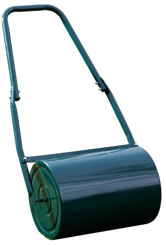 Garden Lawn Roller Heavy Duty Galvanised Steel Manual Push Rolling Drum, Water or Sand Filled, 30L By Garden Gear (Green)