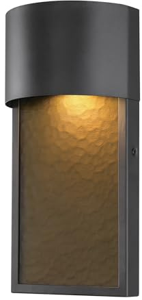 Globe Electric 44227 1-Light Outdoor Wall Sconce, Bronze Finish, Amber Water Glass Shade, Integrated 8.5W LED, Weather-Resistant Modern Outdoor Lighting