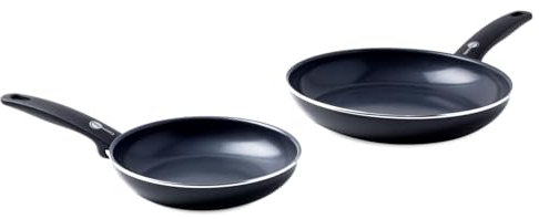 GreenPan Frying Pan Set, Non Stick, Toxin Free Ceramic Pans - Induction & Oven Safe Cookware - 20/28 cm, 2 pc, Black