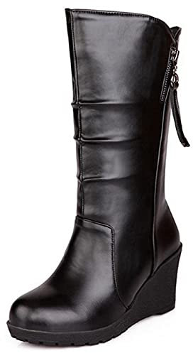 Onewus Halbhohe Stiefel für Damen mit Keilabsatz (Schwarz, 38 EU)