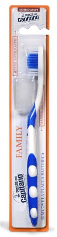 Pasta del Capitano, Cepillo de Dientes Family con Cerdas Suaves, Llega a los Rincones más Difíciles, Elimina la Placa Bacteriana sin Dañar el Esmalte
